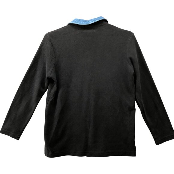 Vintage Ugly Christmas Sweater Cardigan Womens S / SP Black Collared Embroidered - Picture 2 of 8